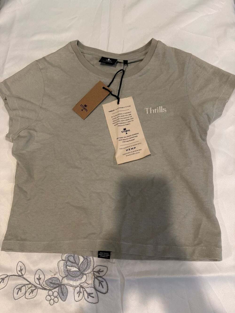 Thrills Minimal Hemp Baby Tee in Sage Green